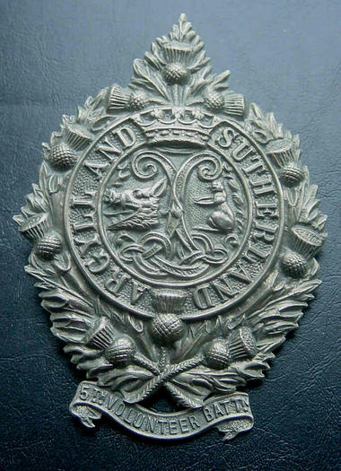 British Army Argyll and Sutherland Highlanders 5VB Cap Badge Believed Copy