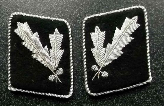 German SS Oberfuhrer Rank Collar Patches Pair Reproduction