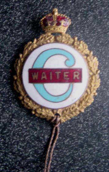Vintage Hotel Waiters Badge