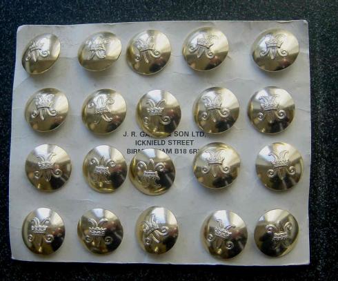 British Army Womens Royal Army Corps W.R.A.C. Buttons on Card