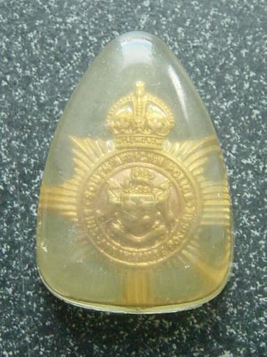 South African Police Badge in Perspex SAP Obsolete Kings Crown