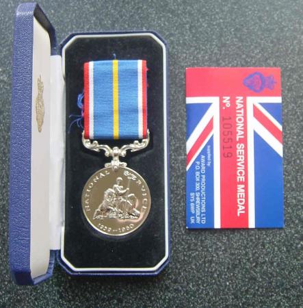 British Legion National Service Medal Cased