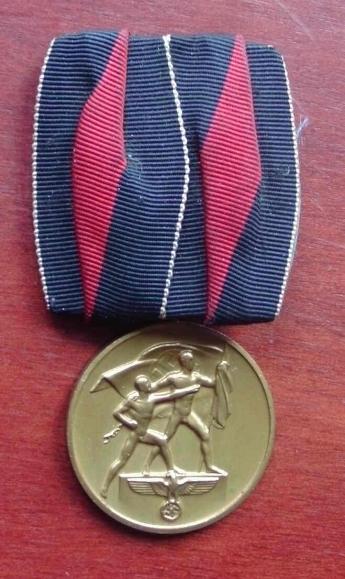 German Third Reich Sudetanland Medal 1938 Czechoslovakia