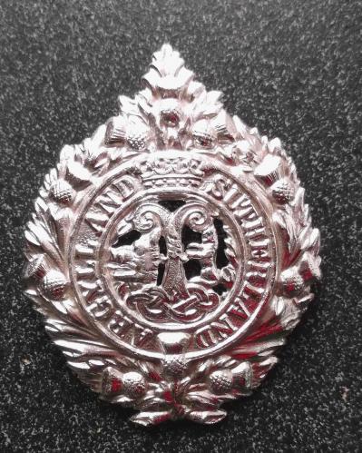 British Army Argyll and Sutherland Highlanders Staybrite Cap Badge