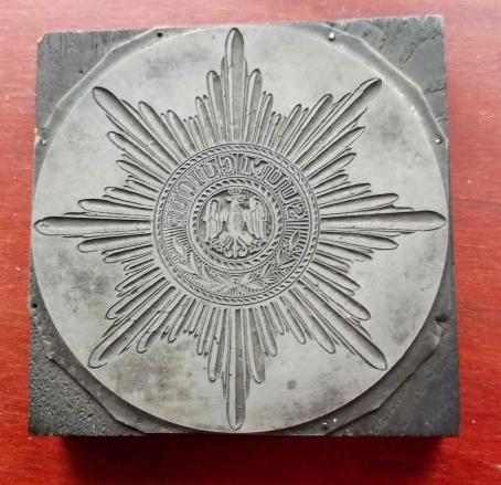 Vintage German Printing Block Garde du Corps Emblem