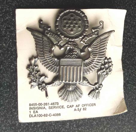 USAF Officers Cap Badge on Card