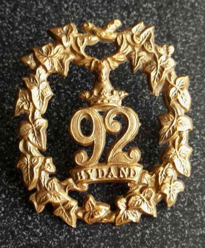 British Army 92nd Foot Scottish Glengarry Badge - Old Copy