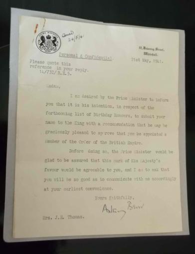 WW2 Preliminary MBE Medal Award Letter