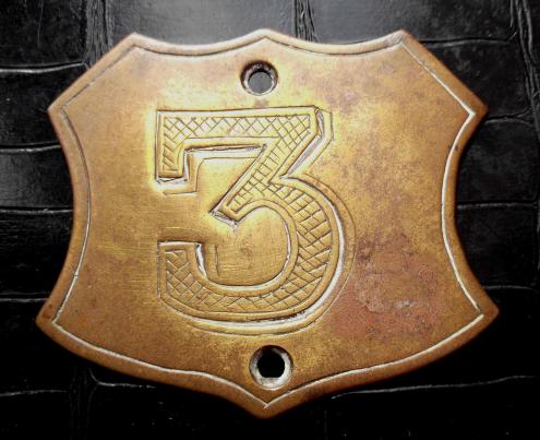 USA Fireman's Brass Numbered Helmet Plate