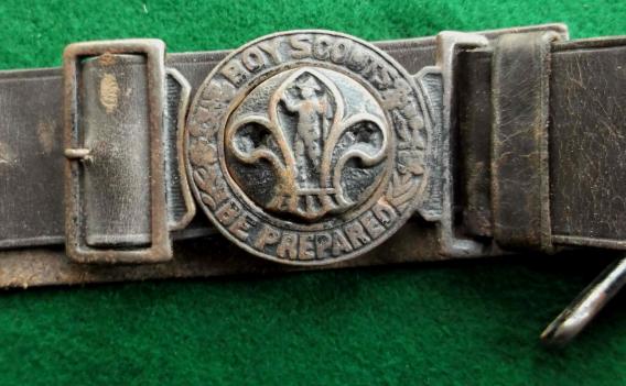 British Vintage Boy Scouts Leather Belt and Buckle