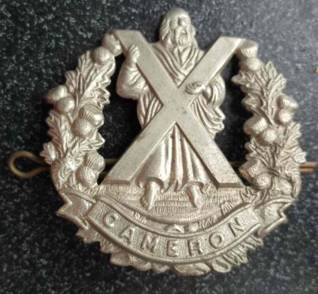 British Army Cameron Highlanders Glengarry Cap Badge