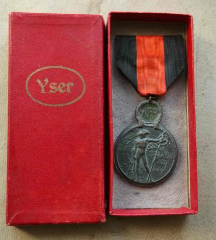 Belgium WW1 Yser Medal In Case