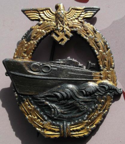 German Navy E Boat Badge Type 2 - Old Reproduction