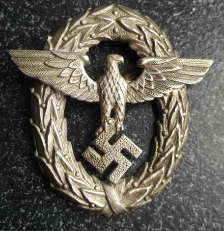 German Third Reich Police Cap Eagle Badge First Pattern