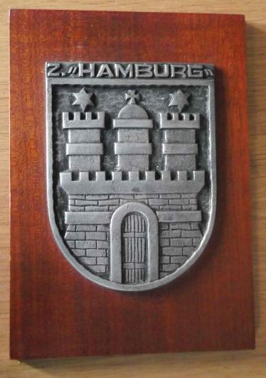 Hamburg Plaque on Wooden Shield 