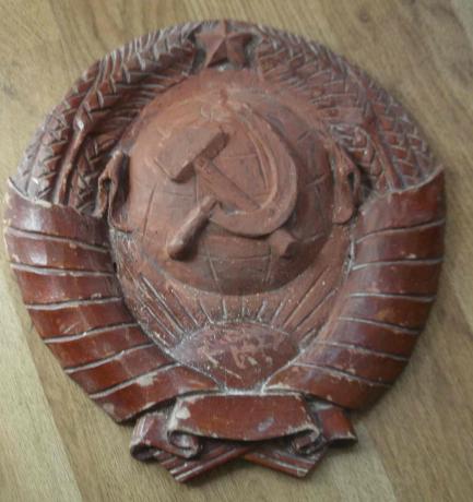 USSR Soviet Wooden Emblem Plaque