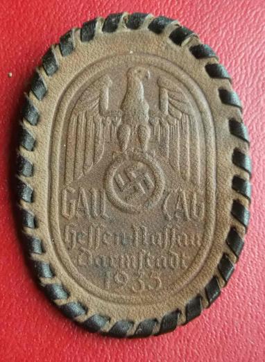 German Leather Gau Badge Tinnie Hessen Nassau 