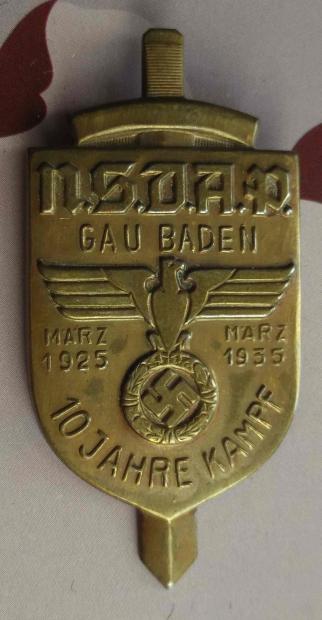 NSDAP German Tinnie Gau Baden 1935