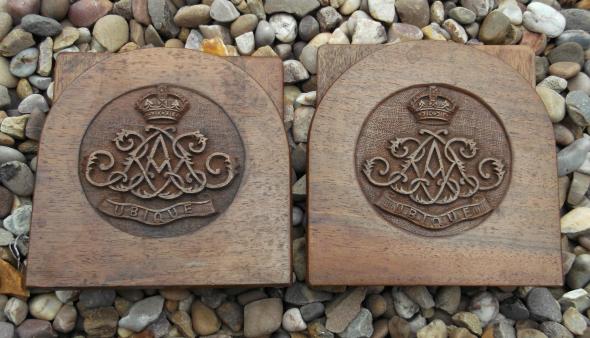 British Army Royal Regiment of Artillery Wooden Book Ends