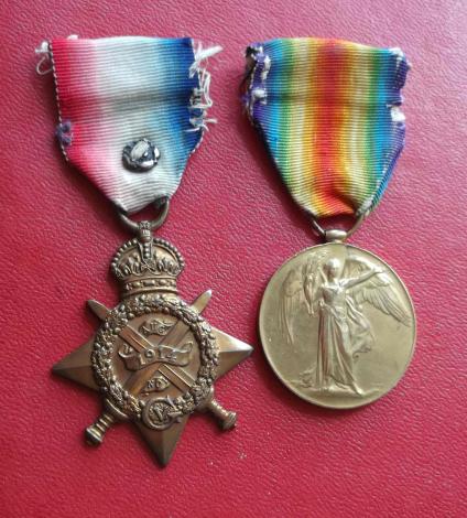 1914 Star and Victory Medal WW1 Pair 13th Hussars & Title