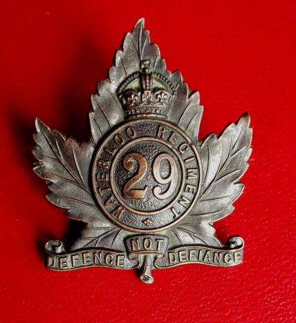 Canadian Army Militia 29th Waterloo Regiment Cap Badge Canada 