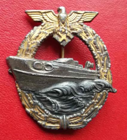 German Navy E Boat Badge - Type 2 - Old Copy