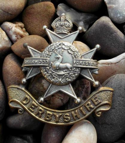 Derbyshire Regiment Cap Badge Kings Crown