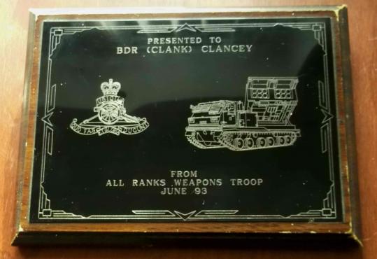 British Army Royal Artillery Presentation Plaque