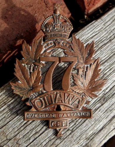 Canadian Army WW1 CEF 77th Overseas Cap Badge Canada Great War