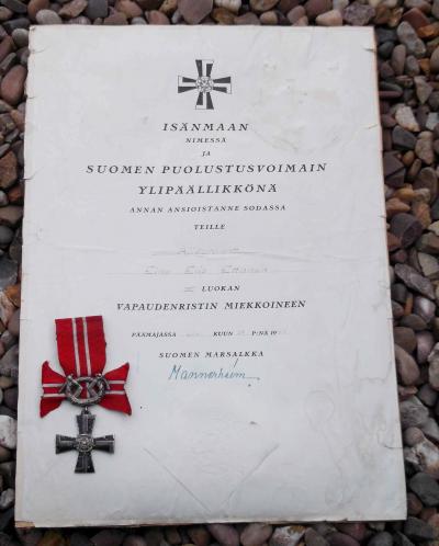 Finland Order of Liberty 4th class 1941 with Certificate Casualty