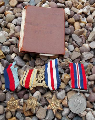 British Army WW2 Medal Group with Soldiers Service Book