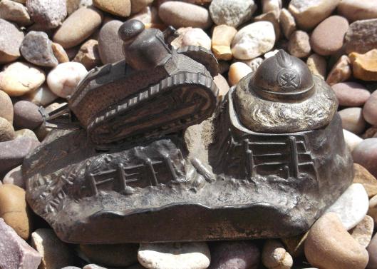 Great War Souvenir of France FT 17 Tank Inkwell