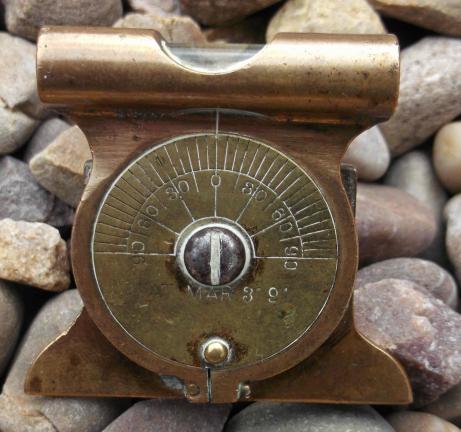 Old Brass Portable Clinometer 