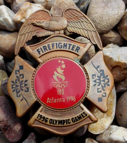 USA Georgia Olympic Games Firefighter Numbered Shield Badge