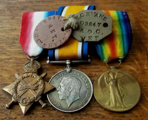 British Army WW1 1914 15 Trio with ID Discs