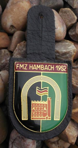 Federal German Fire Brigade Leather Band Fob with Hambach Badge