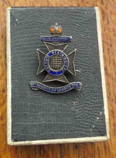 British Army Queen's Westminster Rifles Sweetheart Veterans Brooch