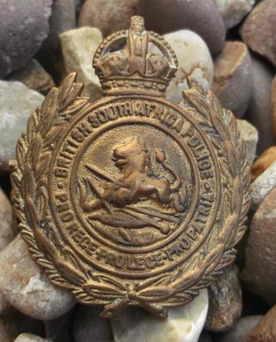 British South African Police BSAP Cap Badge Kings Crown Firmin