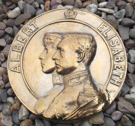 King Albert I and Queen Elisabeth of Belgium Brass Plaque