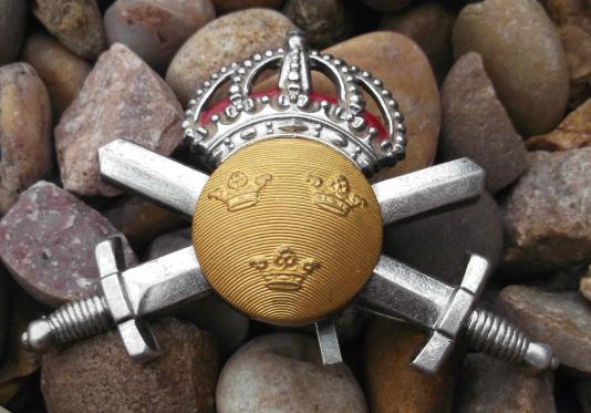 Swedish Army NCO Cap Badge Stockholm Maker Marked