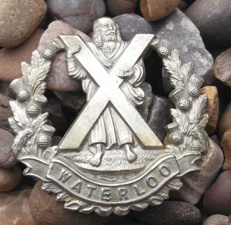 Britrish Army Cameron Highlanders Belt Badge Waterloo Scroll