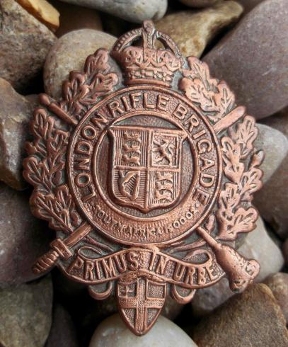 British Army London Rifle Brigade Great War Copper Cap Badge Reproduction