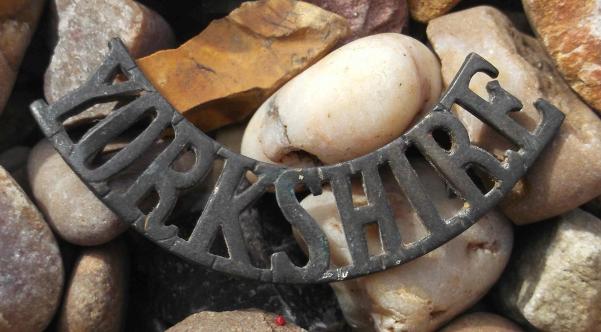 British Army Brass Yorkshire Shoulder Title Excavated ASC RE