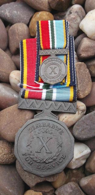 Zimbabwe Armed Forces Service Medal and Miniature 10 Years Zimbabwe Police