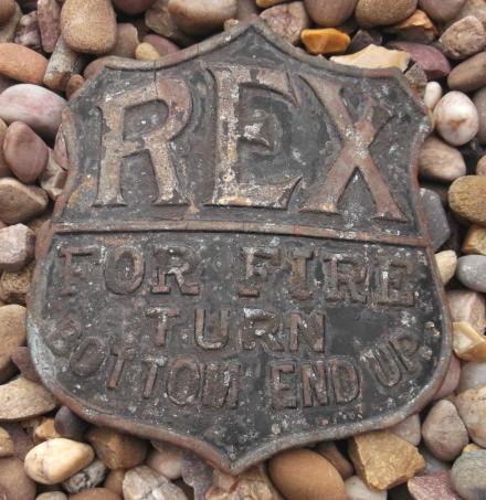 Vintage Rex Fire Extinguisher Cylinder Plate Plaque