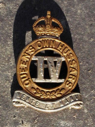 British Army 4th Quuens Own Hussars Repaired Cap Badge