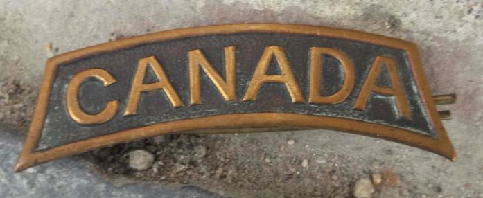 Canadian Army WW1 Brass Overseas Shoulder Title CEF Canada