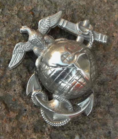 Old USMC United States Marine Corps Cap Badge with Prong Fittings