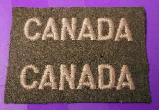 Canadian Army Machine Embroidered Shoulder Titles Pair Unused Canada