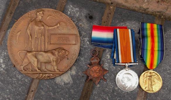 British Army WW1 Casualty Medal Group Trio and Plaque Royal Warwickshire Regt.